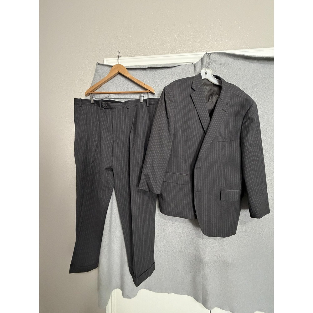 American‎ Living Suit Mens 46 42x30 Gray Wool Pinstripe 2 Piece Jacket Pants